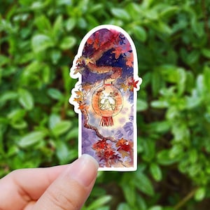 Fall lantern scene vinyl sticker, Chinese lantern, best friend gift, laptop sticker