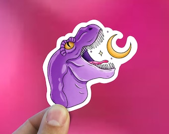 Purple T. rex  vinyl sticker, stickers, aesthetic stickers, space stickers, laptop stickers, waterproof flower sticker