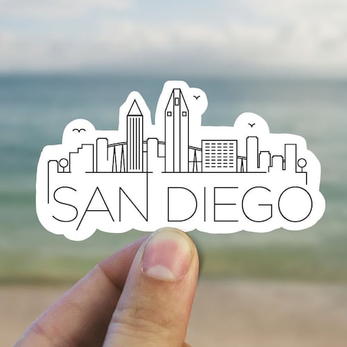 Colorful San Diego Skyline Vinyl Sticker California Best Etsy