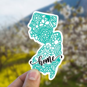 New Jersey mandala state home  vinyl sticker, waterproof state sticker, travel sticker, Laptop decal,