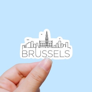 Sticker vinyle skyline Bruxelles, Belgique, cadeau meilleur ami, cadeau d'anniversaire, sticker pour ordinateur portable