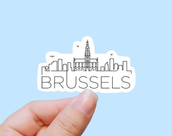 Brussels skyline vinyl sticker, Belgium,Best friend gift, birthday gift, laptop sticker