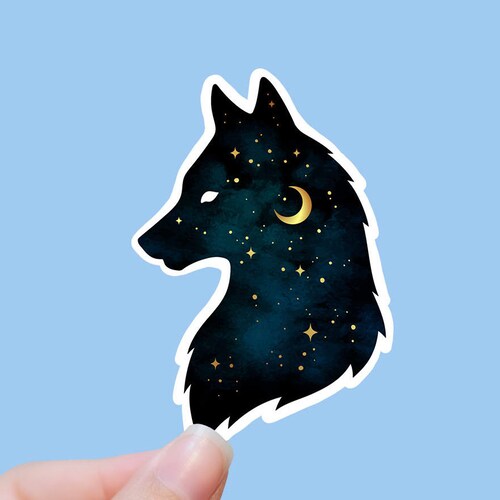 Moon Wolf Vinyl Sticker Wolf Sticker Best Friend Gift Etsy