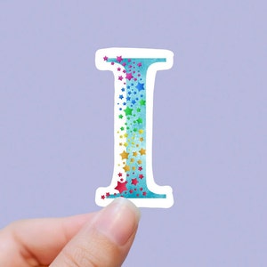 Starry rainbow I vinyl sticker, monogram, best friend gift, Laptop decals, water bottle stickers