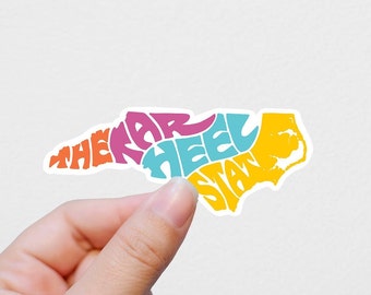 North Carolina state outline sticker, North Carolina,  waterproof state sticker, travel sticker, Laptop decal,