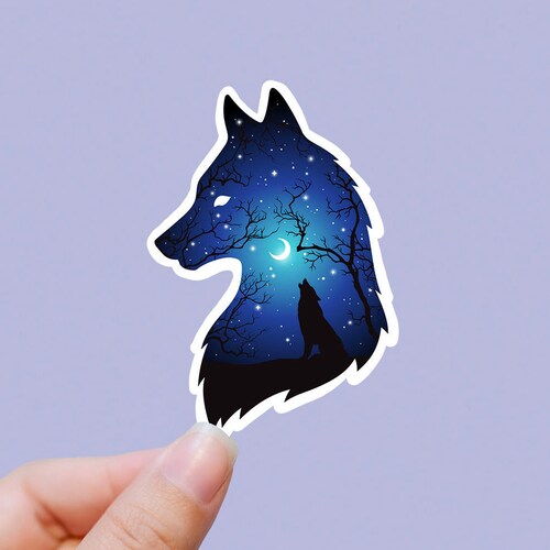 The Wolf Howls Vinyl Sticker Wolf Sticker Best Friend Gift Etsy