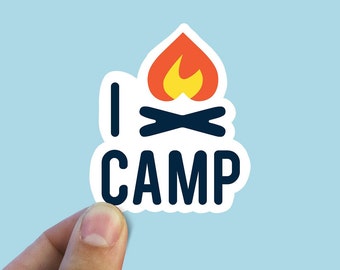 I love to camp vinyl sticker, camping sticker, camp fire, , laptop sticker, waterproof vinyl
