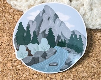 Gouache Mountains vinyl sticker, camping sticker, adventure Stickers, nature stickers, laptop sticker, waterproof vinyl