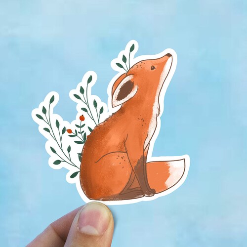 Watercolor Fox Vinyl Sticker Fox Sticker Best Friend Gift Etsy