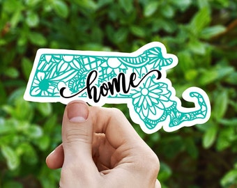Massachusetts  mandala state home  vinyl sticker, waterproof state sticker, travel sticker, Laptop decal,