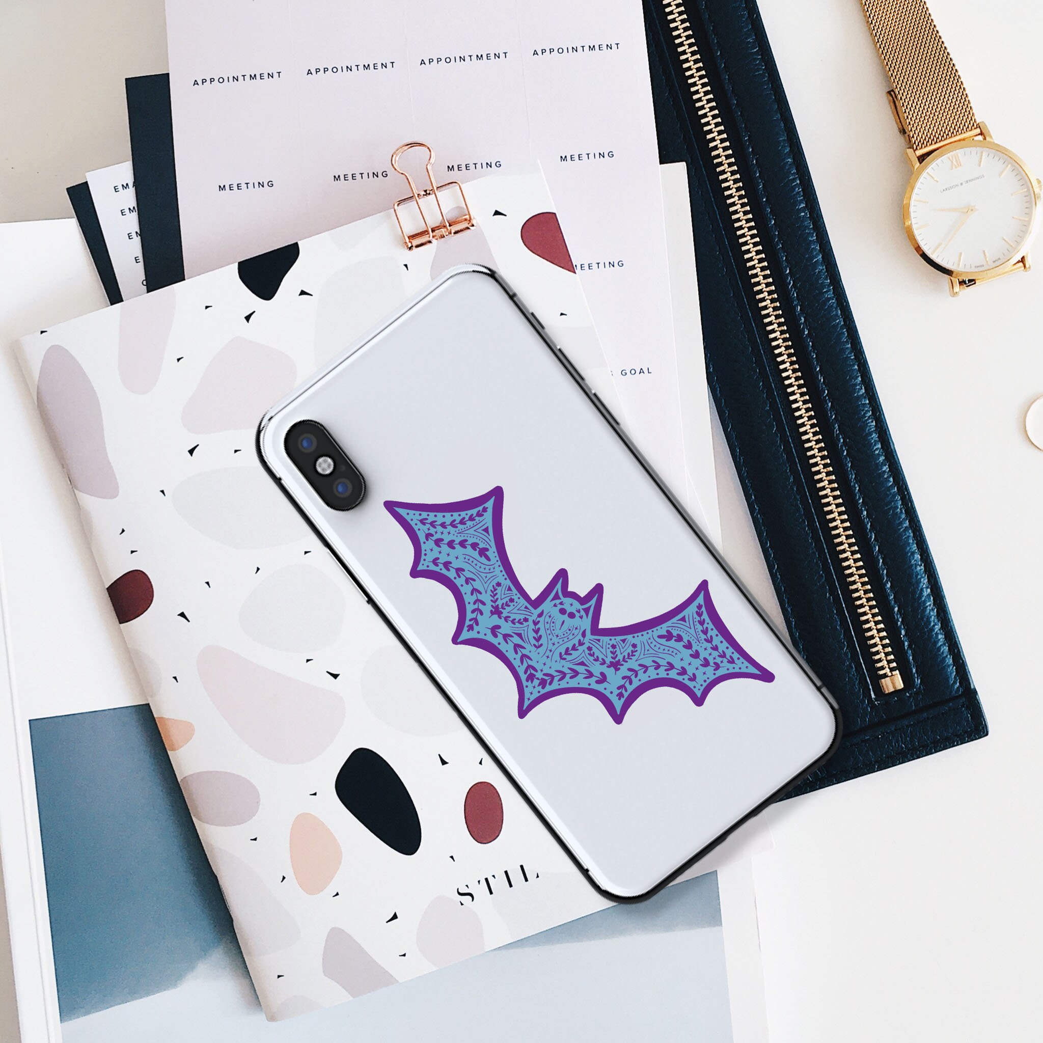Blue Lace Bat Vinyl Sticker, Halloween Stickers, Fall Stickers, Fall ...