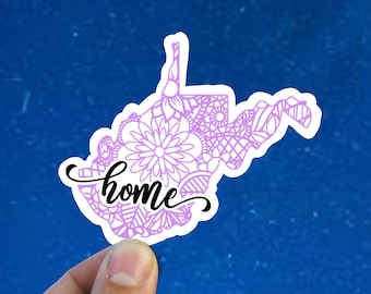 West Virginia mandala state home  vinyl sticker, waterproof state sticker, travel sticker, Laptop decal,