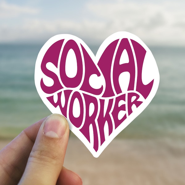 Social worker heart vinyl sticker,  social therapy sticker, best friend gift, laptop sticker