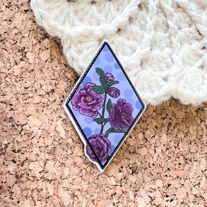 Camellias framed vinyl sticker, garden sticker, laptop stickers, waterproof flower sticker, hand drawn stickers