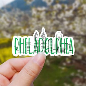 Colorful Philadelphia skyline vinyl sticker, travel stickers, Pennsylvania stickers, Best friend gift, birthday gift, , laptop sticker