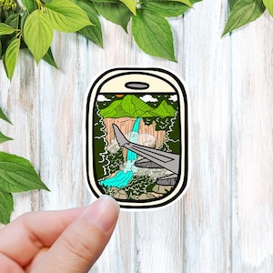 Forest Falls Plane Window vinyl Sticker, , best friend gift, funny stickers,  , laptop sticker, waterproof sticker