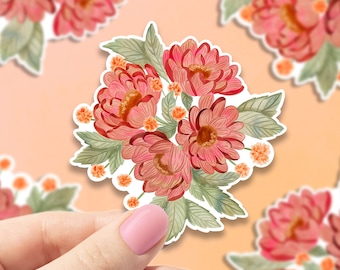 Hand Painted Floral Bunch vinyl sticker, laptop sticker, Flower sticker, original drawings, floral lovers gifts, flower gift