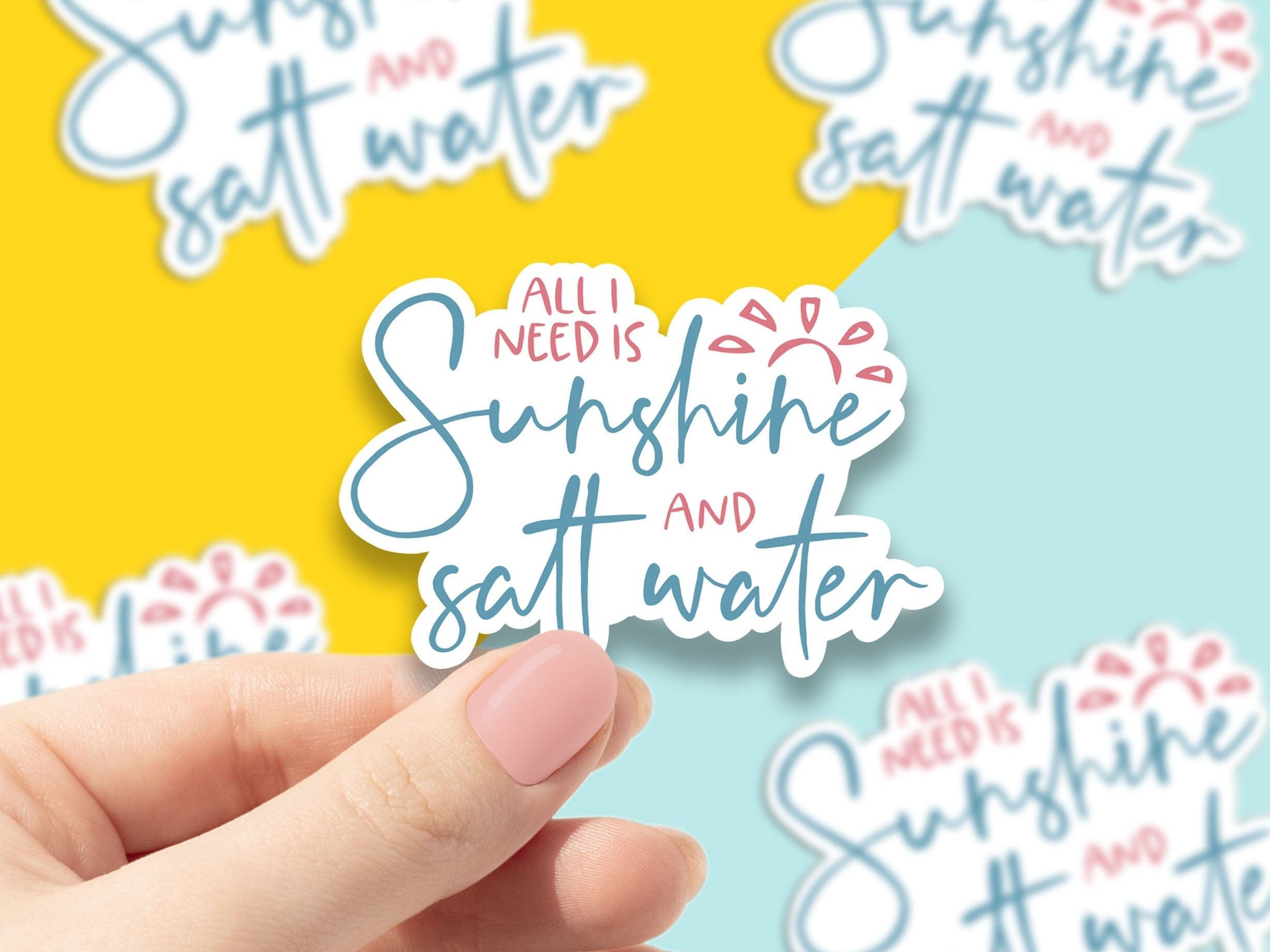 All I need is sunshine and salt water vinyl sticker, beach sticker, best friend gift, laptop sticker, stickers for