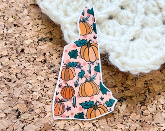 Pegatina de calabaza de New Hampshire, calcomanía de New Hampshire, pegatina estatal impermeable, pegatina de viaje, calcomanía de computadora portátil,