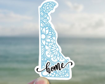 Delaware mandala state home  vinyl sticker, waterproof state sticker, travel sticker, Laptop decal,
