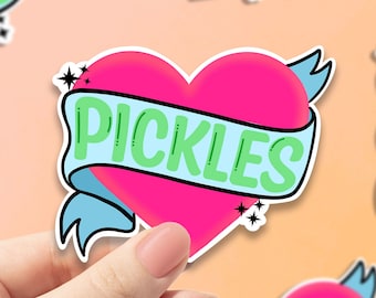 Heart Pickles Sticker, sticker for water bottle, heart stickers, small gifts, 90s aesthetic