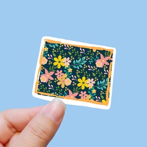 Flowered state Wyoming vinyl sticker, custom stickers, Wyoming, travel sticker, trendy stickers, Laptop decal,