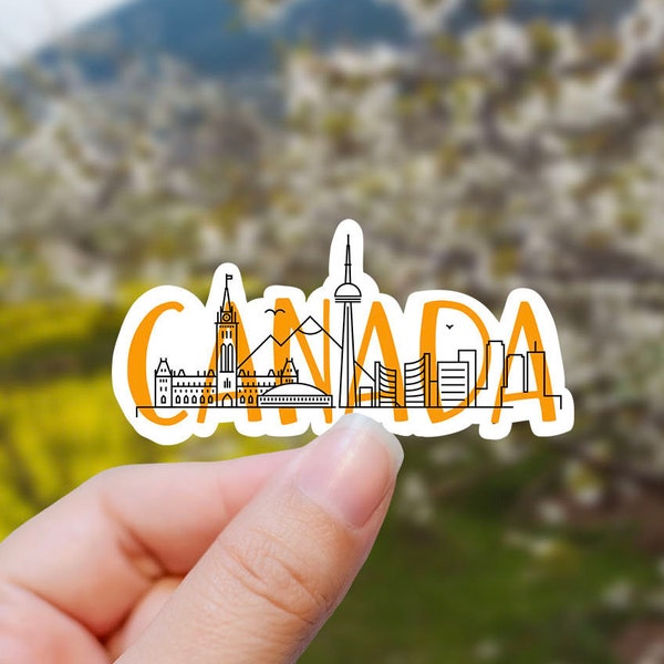 Colorful Canada skyline vinyl sticker, travel stickers, Canada stickers, Best friend gift, birthday gift, , laptop sticker