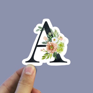Autocollant en vinyle lettre A fleur de printemps, monogramme, cadeau meilleur ami, décalcomanie pour ordinateur portable,