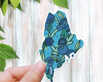 Blueberry Maine sticker, Maine decal, waterproof state sticker, travel sticker, Laptop decal,