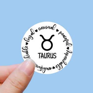 Taurus traits sticker, Taurus zodiac sticker, astrology sticker, zodiac sticker, star signs, , laptop decal