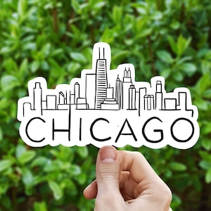 Sticker vinyle Chicago skyline, Illinois, cadeau meilleur ami, cadeau d'anniversaire, sticker pour ordinateur portable