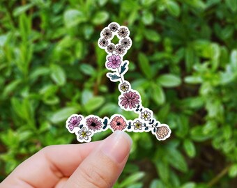 Pisces sketch florals zodiac sticker, Pisces  zodiac sticker, astrology sticker, zodiac sticker, star signs, , laptop decal