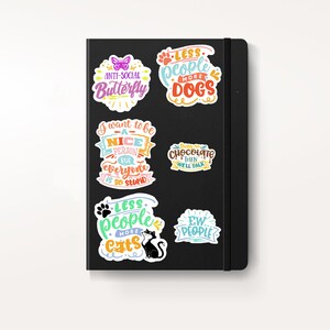 Less People More Cats Vinyl Sticker, , Funny Stickers, Water Bottle ...