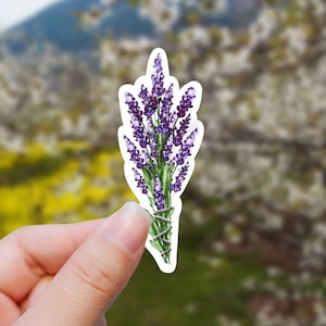 Sticker vinyle boisseau lilas, sticker fleurs illustrées, stickers fleurs, esthétique, cadeau d'anniversaire, sticker fleur imperméable