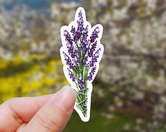 Pegatina de vinilo bushel lila, pegatina de flores ilustrada, pegatinas de flores, estética, regalo de cumpleaños, pegatina de flores impermeable