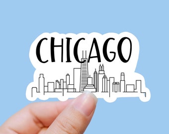 Stylized Chicago skyline vinyl sticker, Illinois,Best friend gift, birthday gift, , laptop sticker