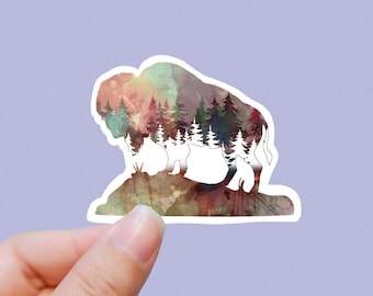 Wilderness buffalo vinyl sticker, forest sticker, best friend gift, laptop sticker, , sarcastic gift