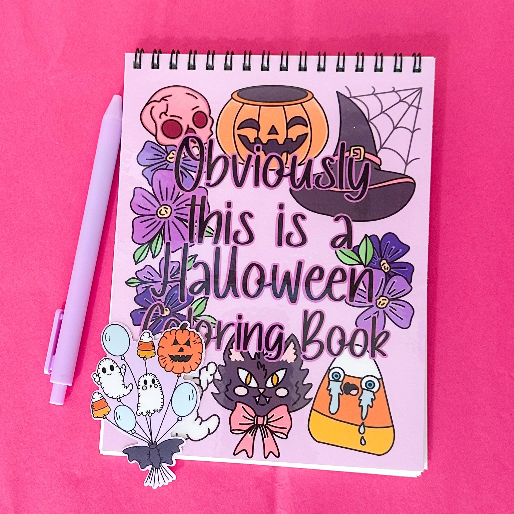 Obviamente, este es un libro de colorear de Halloween para adultos – 20 diseños originales dibujados a mano, espiral apta para zurdos, papel grueso de 100 lb