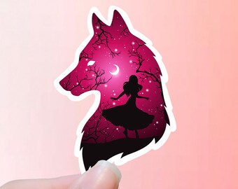 Pink she wolf vinyl sticker, wolf sticker, best friend gift, laptop sticker, , sarcastic gift