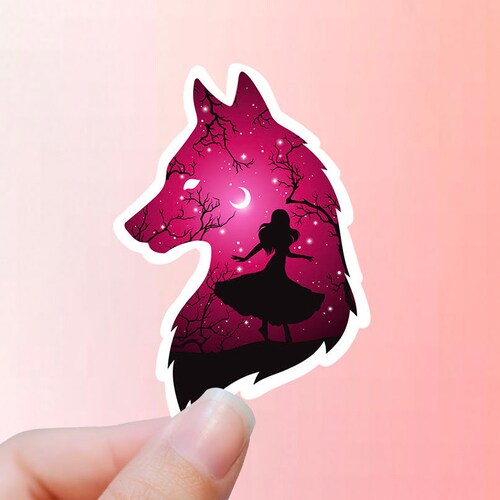 Moon Wolf Vinyl Sticker Wolf Sticker Best Friend Gift Etsy
