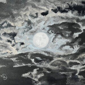 Harvest Moon - Original Oil on 12&quot;x10&quot; Canvas Framed