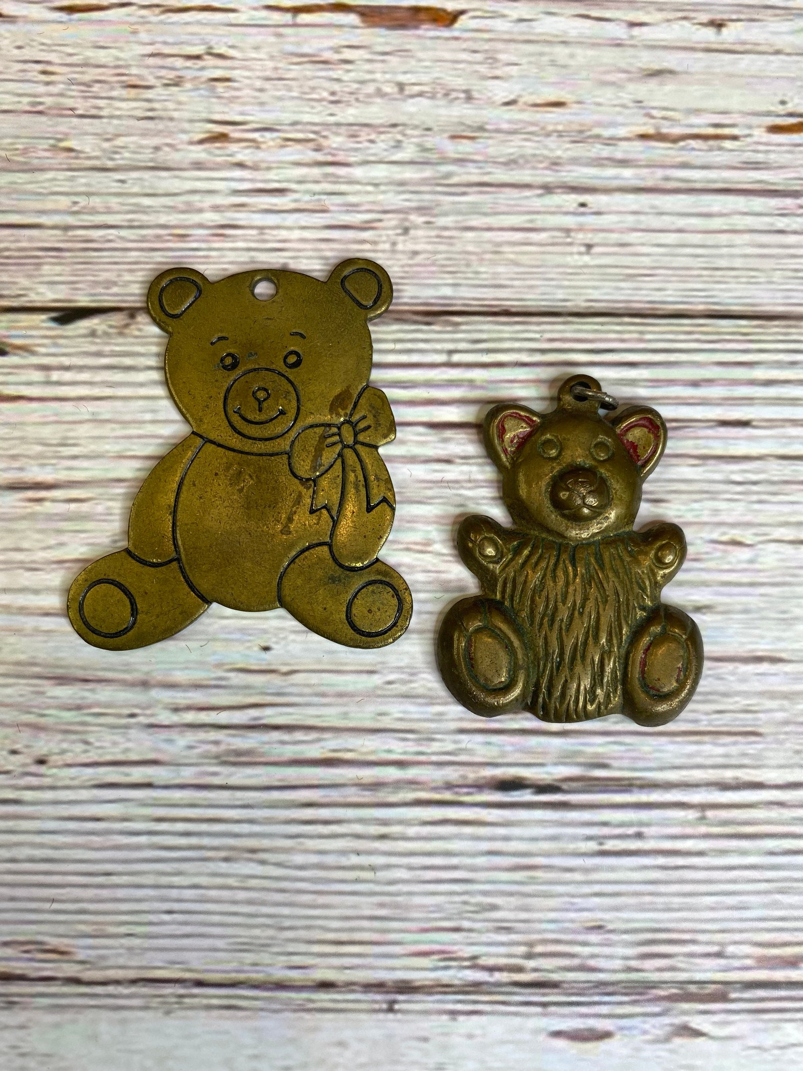 Vintage Brass Teddy Bear Key Chain Pendants Zipper Charm Etsy
