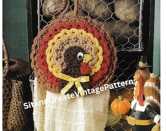Vintage Crochet Turkey Towel Holder