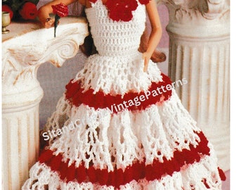 Vintage Crochet Valentines Day Doll Dress
