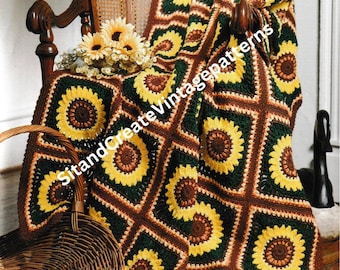 Vintage Crochet Sunflower Afghan