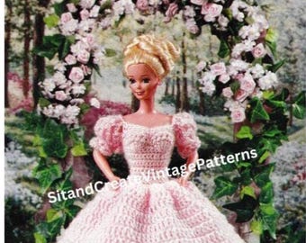 Vintage Crochet Sweetheart Fashion Doll Ball Gown