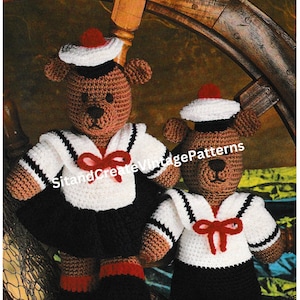 Vintage Crochet Sailor Bear Couple