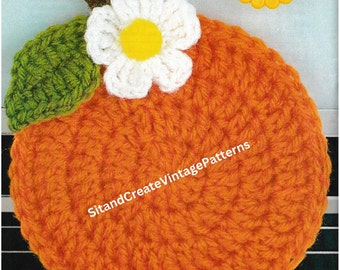 Vintage Crochet Orange Potholder