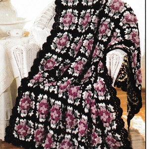 Vintage Crochet Grannys Rose Garden Afghan