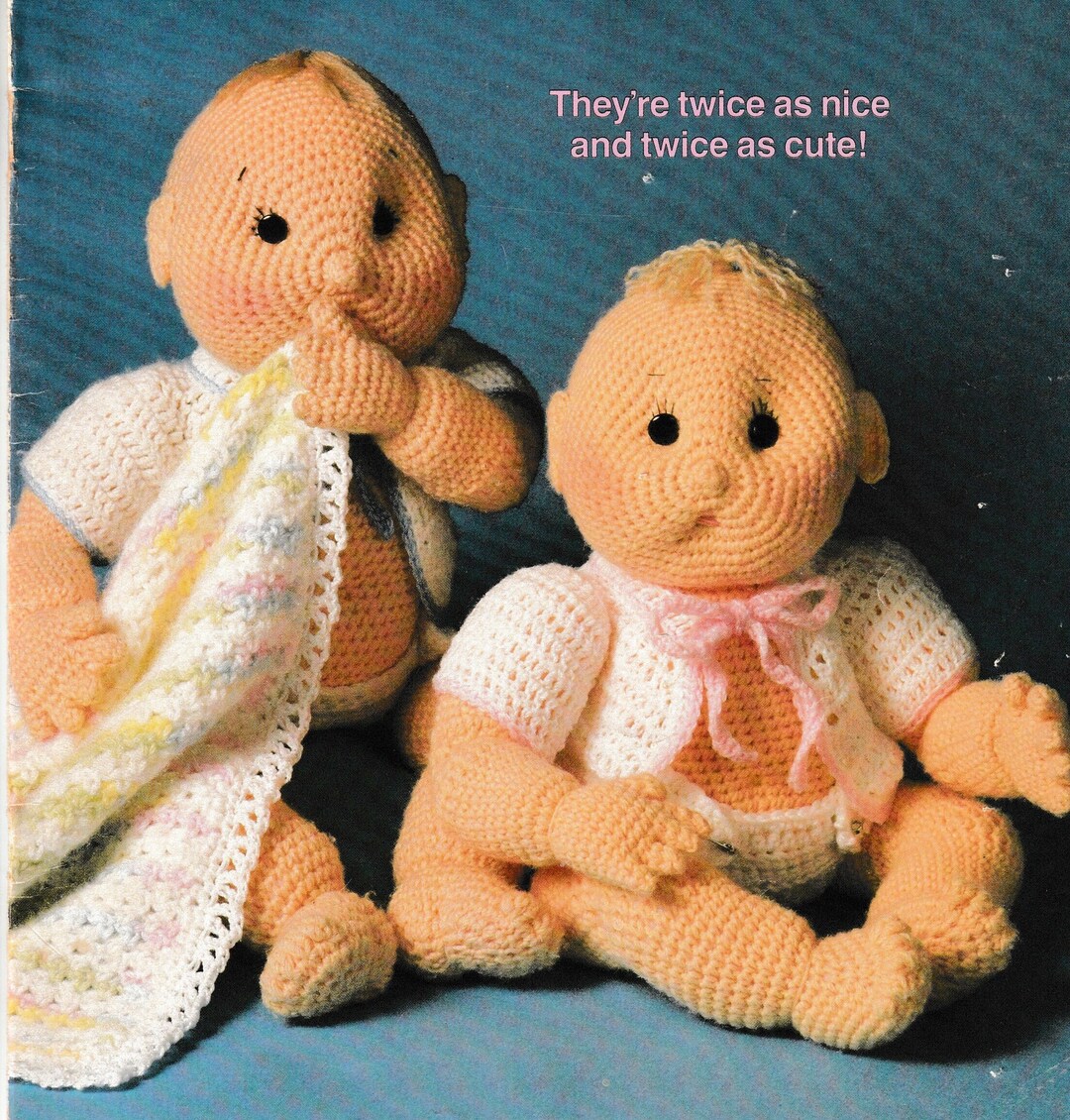 Vintage Crochet Baby Twin Dolls Etsy